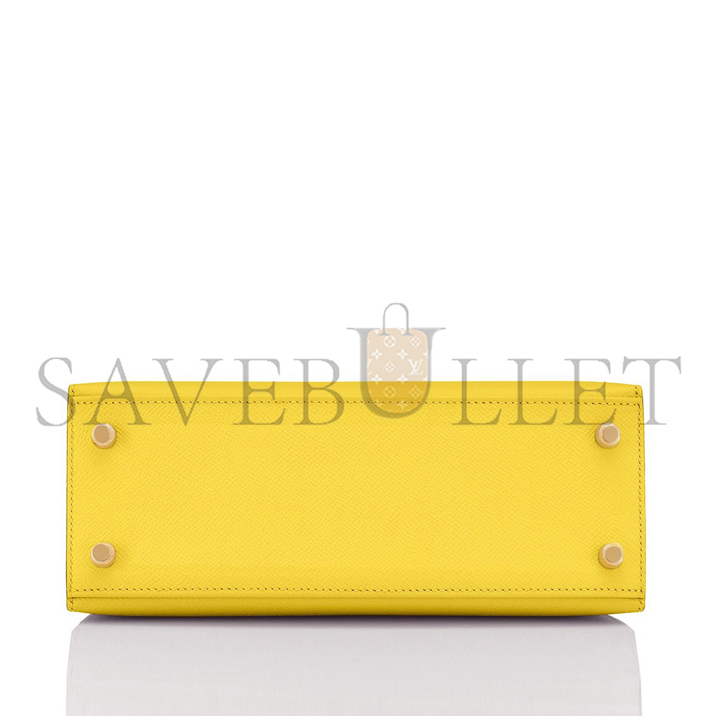 H**mes kelly 25 lemon yellow epsom gold hardware (25*17*7cm)